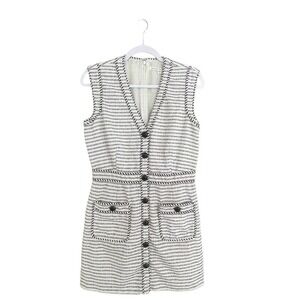 Veronica Beard Kama Azra Tweed Mini Dress Black White Striped Lined Size 10